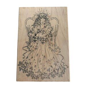 Angel Baby Rubber Stamp Wood-Mounted Intricate Design Crafting Tool